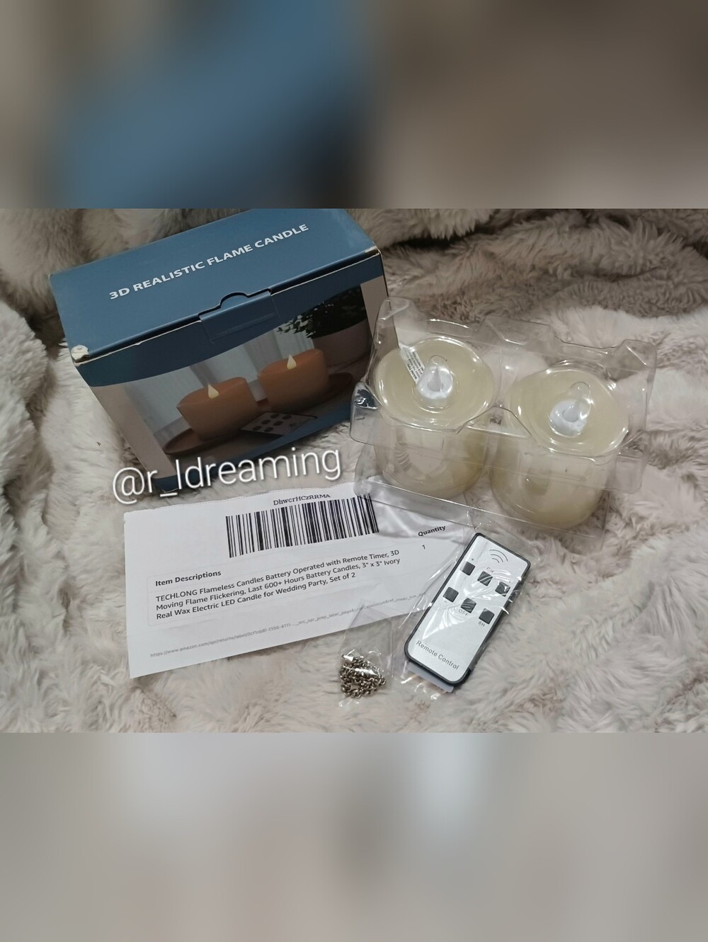NIB Techlong Set Of TwoBattery Operated W/Remote Real Wax 3"X3" Ivory Candle - Picture 4 of 6